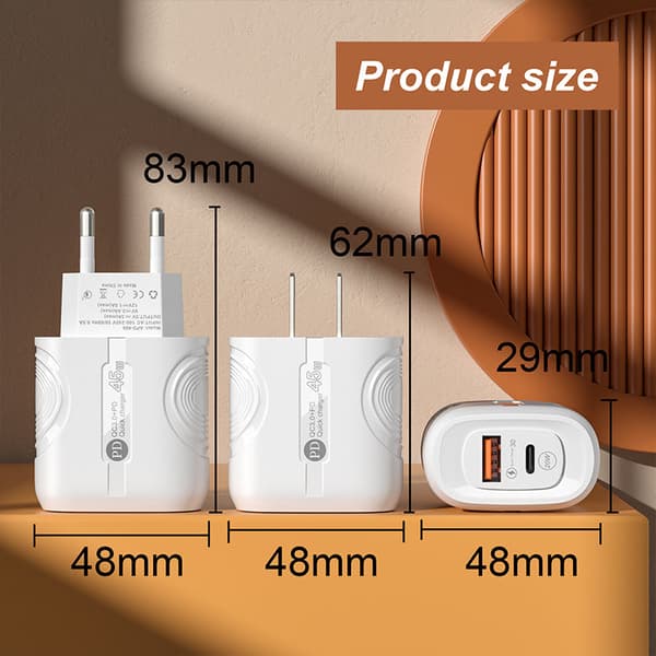 Hurtig Dobbelt Oplader med USB & USB-C (25W)