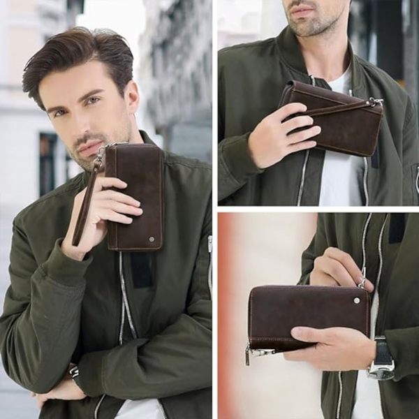 Äkta läder clutch plånbok