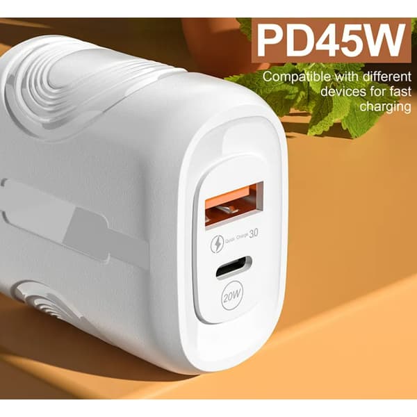 Hurtig Dobbelt Oplader med USB & USB-C (25W)