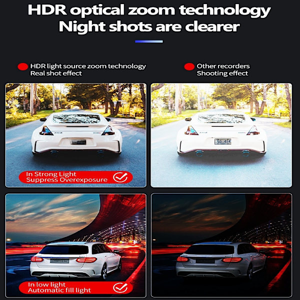 DASH CAM 12 tommer , Full 4K HD-DUAL LENS,,GPS-navigation