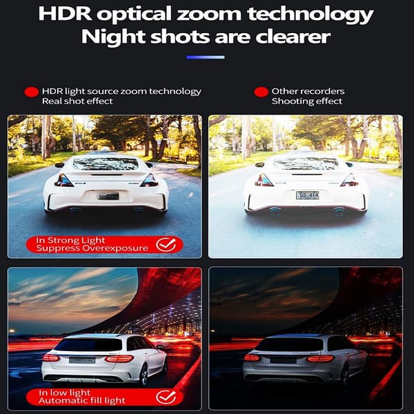 DASH CAM 12 tum, Full 4K HD-DUBBELT LINS, GPS-navigering