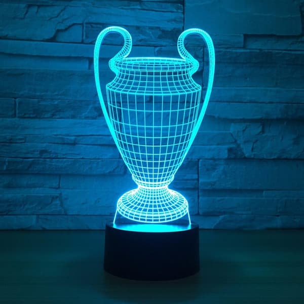 3D-jalkapallocupin palkinnon yövalo 7 väriä