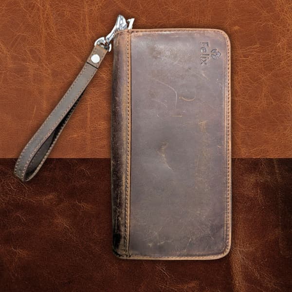Ekte skinn clutch lommebok