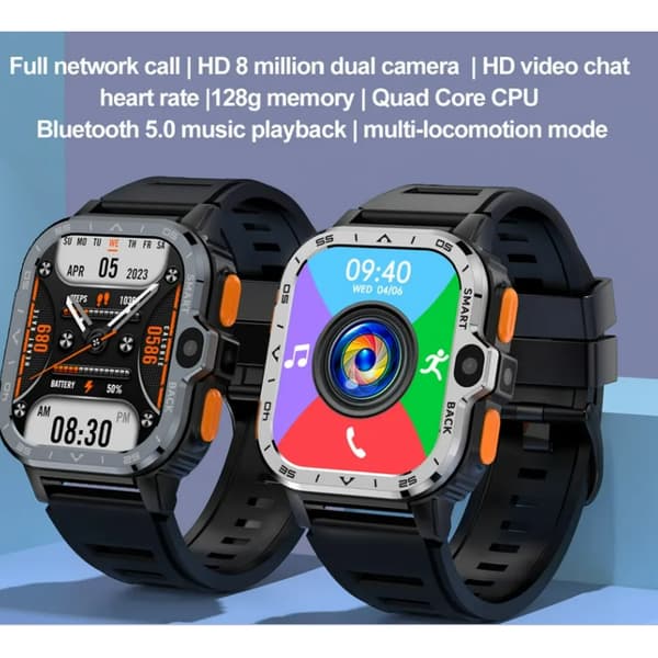 PGD ​​Smartklocka 4G LTE GPS Wifi SIM-kort Dubbelkamera Robust 16/64G ROM