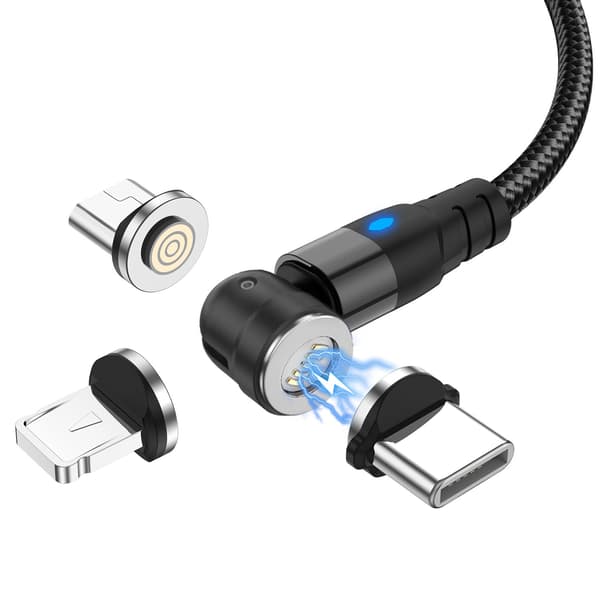 ROTERANDE 3-I-1 MAGNETISK LADDNINGSKABEL - 2m