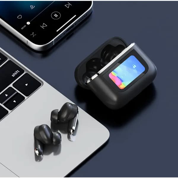 V8-kuulokkeet kosketusnäytöllä - Bluetooth - Musta