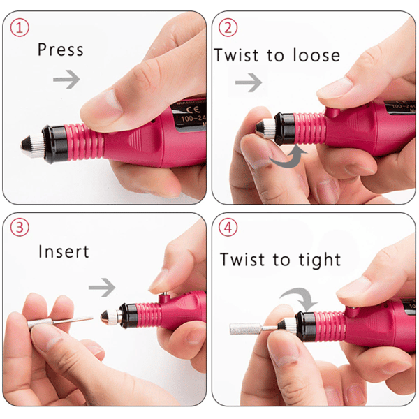 Salon Shaper elektrisk nagelfil med 6 bitar