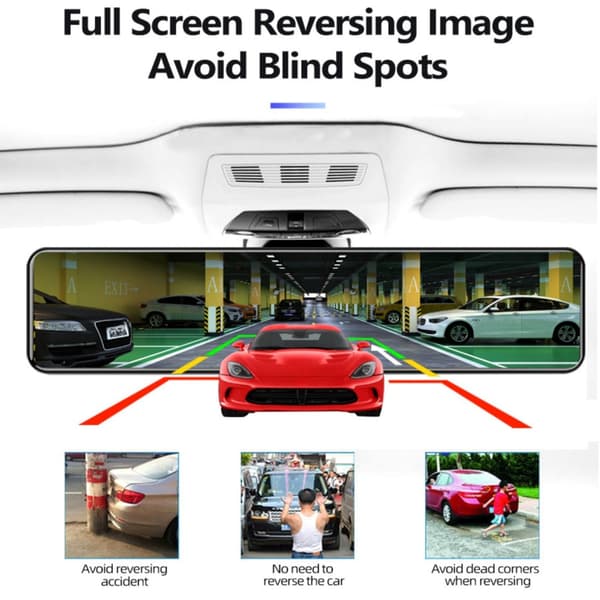 DASH CAM 12 tommer , Full 4K HD-DUAL LENS,,GPS-navigation