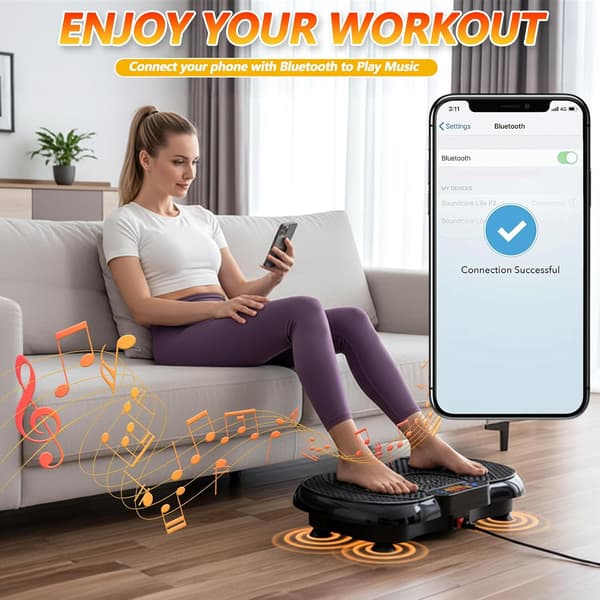 Vibrationsplatta träningsmaskin 2 inbyggda Bluetooth-högtalare, lymfdränage