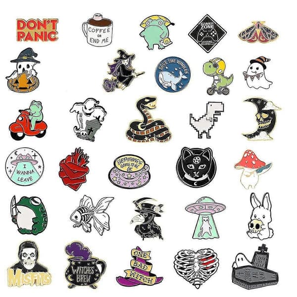 40 Pcs Cute Enamel Backpack Pins, Funny Enamel Pins Bulk Set Cool Button Pins Aesthetic Brooch Lape