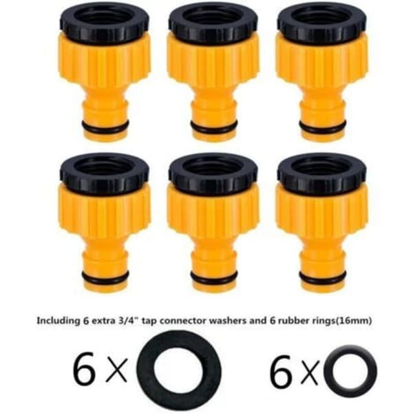 Plast 3/4\" og 1/2\" BSP 2-i-1 skrueforbindelse til havehane Gevindhaneadapter 6-pak