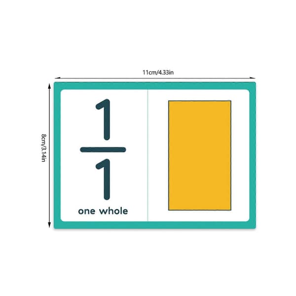 Math Fraction Cards Paper Learning Cards Set for Classroom Homeschooling Visual Teaching Aid for School Students