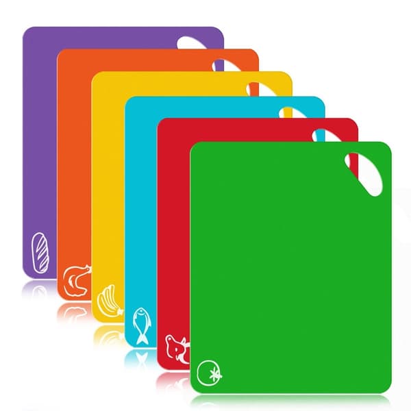 Cutting Board Set BPA-Free Antibacterial Plastic Dishwasher Safe Multicolored