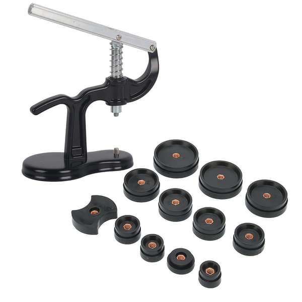 Watch Back Case Press Closer Watchmaker Press Tool Repair Tool With 12 Dies Black