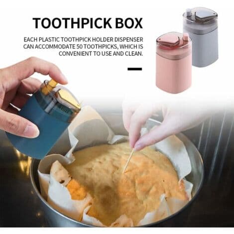 Toothpick Dispenser, Automatic Pop-up Toothpick Holder Toothpick Storage Box (Grey)