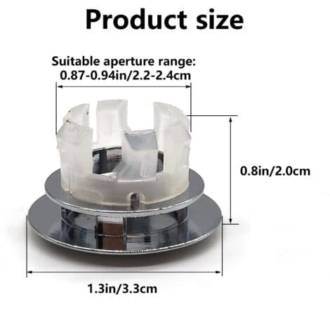 Vaskoverløpsplugg - Pakke med 5 runde ABS-plastdeksler 33 mm diameter for 22 til 24 mm hull