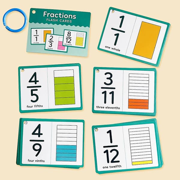 Math Fraction Cards Paper Learning Cards Set for Classroom Homeschooling Visual Teaching Aid for School Students