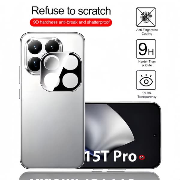 Transparent Silkscreen Tempered Glass Camera Lens Protector compatible with Xiaomi 15T Pro