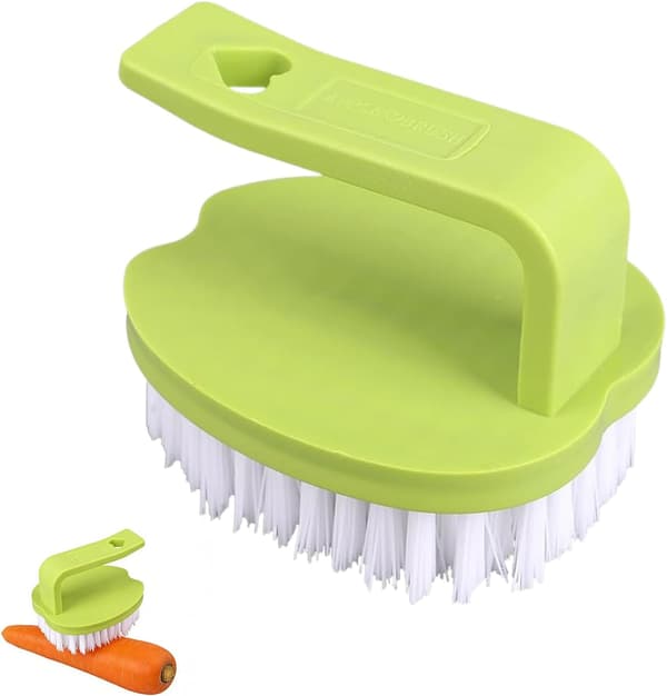 Vegetable Scrubber - Ergonomic Kitchen Brush | Compact Handy Scrubbing Gadget for Vegetables, Potatoes, Eggs
