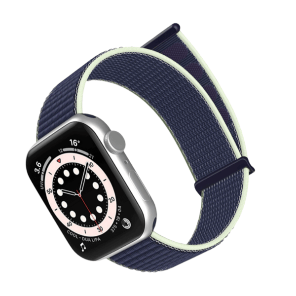 Nylon Loop Strap Compatible with Apple iWatch 38/40/41mm and 42/44/45/49mm with Adjustable Velcro Dark Blue