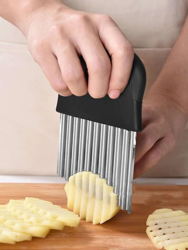 Pommes Frites Kutter Rustfritt Stål Kutter Vaffelskiver Justerbar