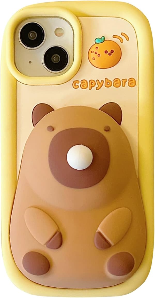 IPhone 12/12 Pro Protective Case, Cute 3D Kawaii Phone Case with Funny Capybara Bubble Pattern, Made of Soft Silicone Material