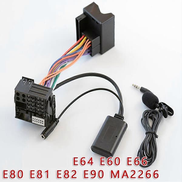 Bluetooth 5.0 musikljudadapter med mikrofon, Plug and Play, kompatibel med E60 E61 E63 E64 E65 E66 E81 E82 E87 E90 E91 E92 2004-2006