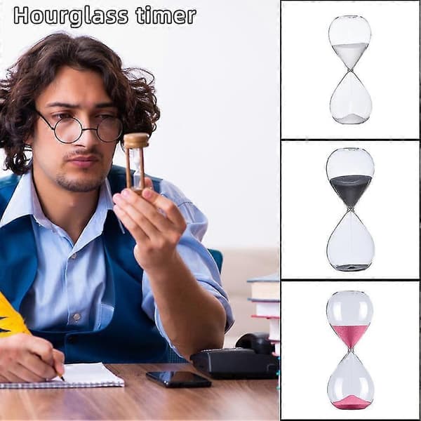5-60 minutter rundt sandur i glas til tidsstyring Hvid