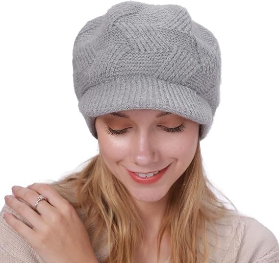 Varm vintermössa för kvinnor, stickad slouchy beanie med