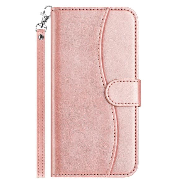 Dobbeltfoldet S-formet Læder Telefoncover Rose Gold