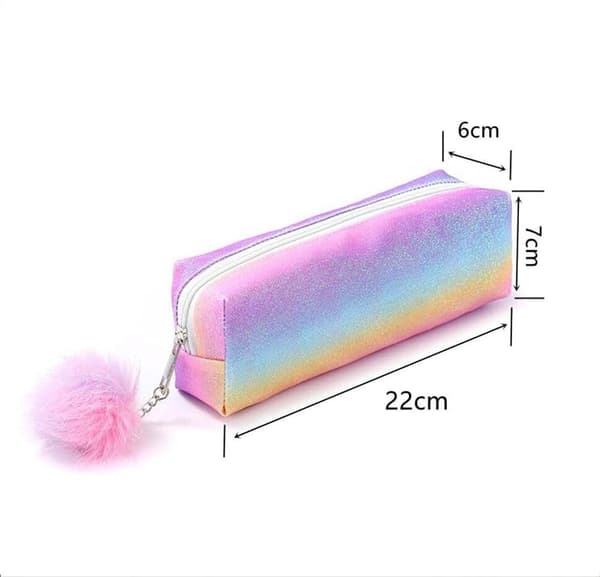 Large Pencil Case with Rainbow Colors and Sequins - Desk Organizer