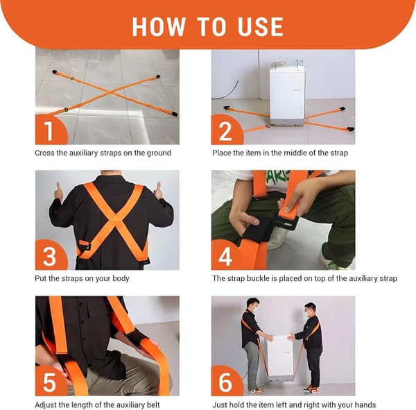 Flyttestropper Løft (Polstring) - én Person 2-Personers Løfte- og Flyttesystem, til Flytning, Møbelflytning, Flytning af Store Genstande