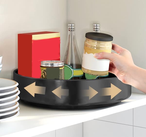Rotating Large Metal Spice Rack, Cabinet Storage Rack, Kitchen Lazy Susan, Rotating Turntable, Countertop, Vertical Storage Rack, Single Layer