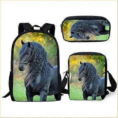 Student Backpack Anime Cute Horse School Bag Backpack Briefcase Messenger Bag Pencil Case Three-piece Set