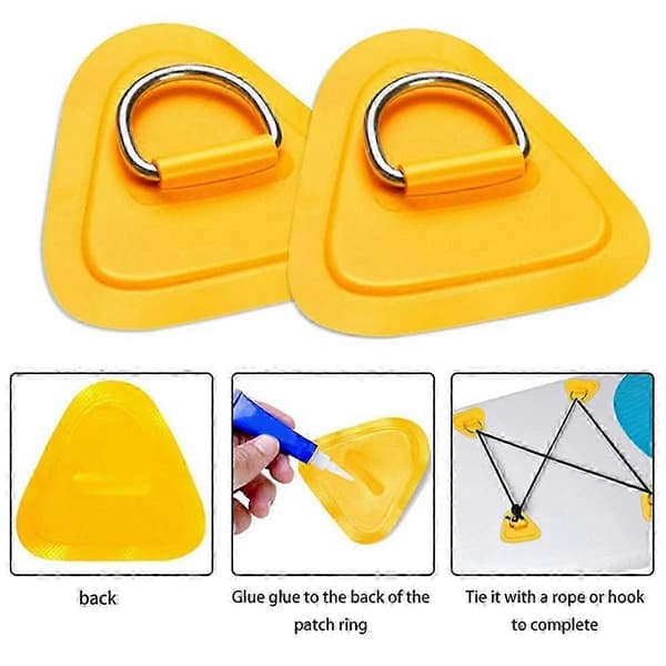 6 stk D-ring Patch til oppustelig båd kajak jolle Sup, D-ring Pvc Patch Stand-up Paddleboard Kano Rafting Sort
