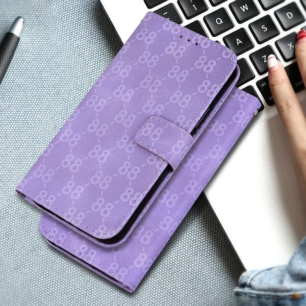 Double 8-format relief bracket card holder wallet case suitable for iPhone 7/iPhone 8/SE (2020), made of PU leather material