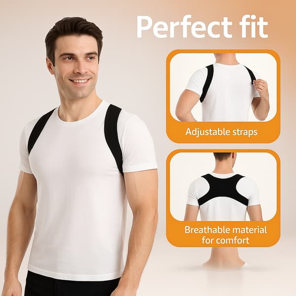 Unisex Posture Corrector Back Brace with Adjustable Positioning - Lower/Upper Back Support, Improved Posture Black (1pc, Unisex)