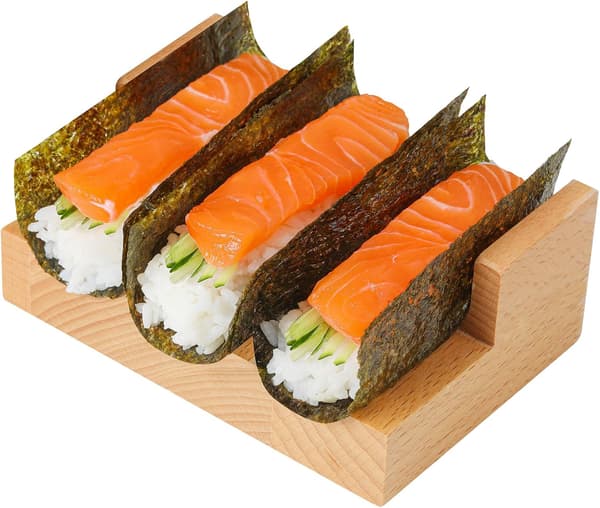 Sushi Taco-holder i tre - Stativ for sushitaco og håndruller, serveringsbåt for restaurant