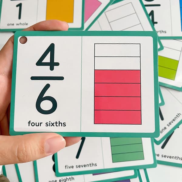 Math Fraction Cards Paper Learning Cards Set for Classroom Homeschooling Visual Teaching Aid for School Students