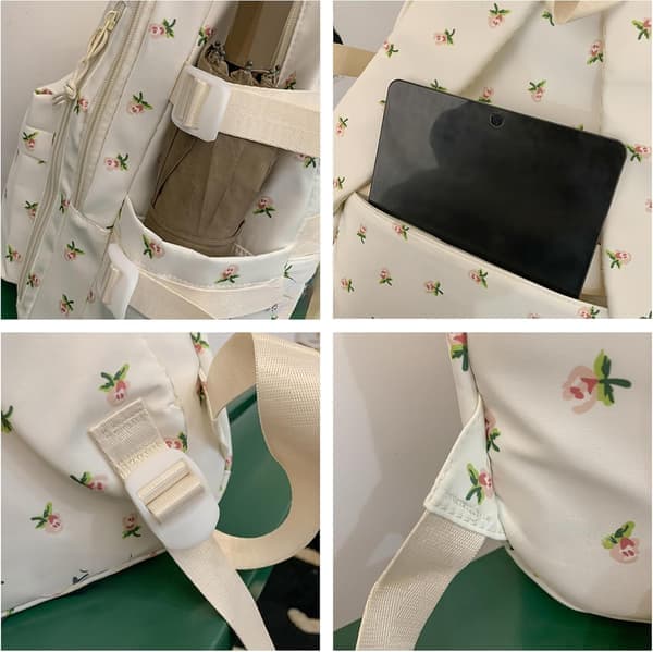 Floral Backpack Women - Laptop Backpack Daypack for Travel & University Cherry Cherry