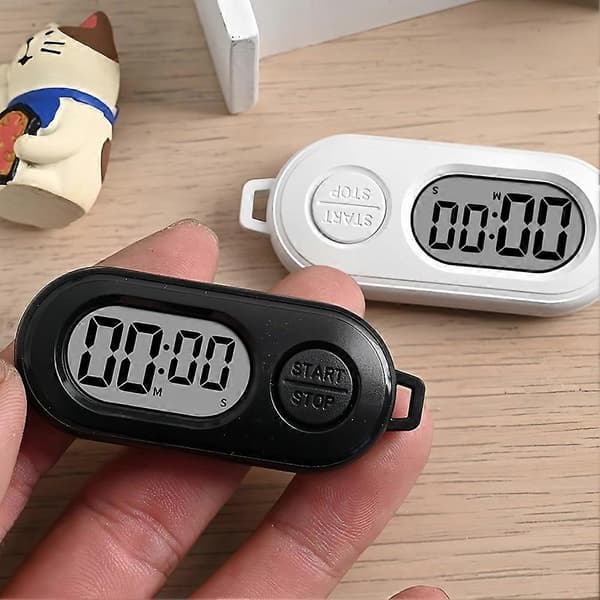 2pcs Keychain Stopwatch with LCD Screen Digital Countdown Timer Mini Portable Electronic Pocket Watch