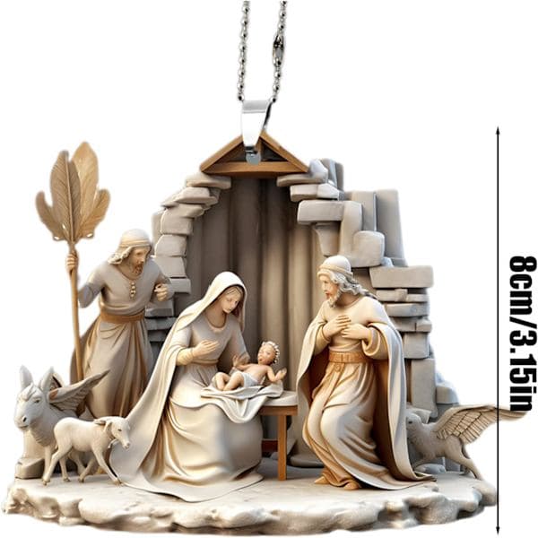 Julkrubba Hängare, Julgransdekoration | Julkrubba Prydnad, 3D Akryl Julkrubba Prydnad