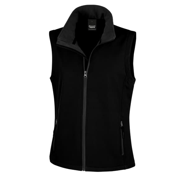 Result Core Dame/Kvinder Trykbar Softshell Vest S Sort Sort / Sort Black / Black S