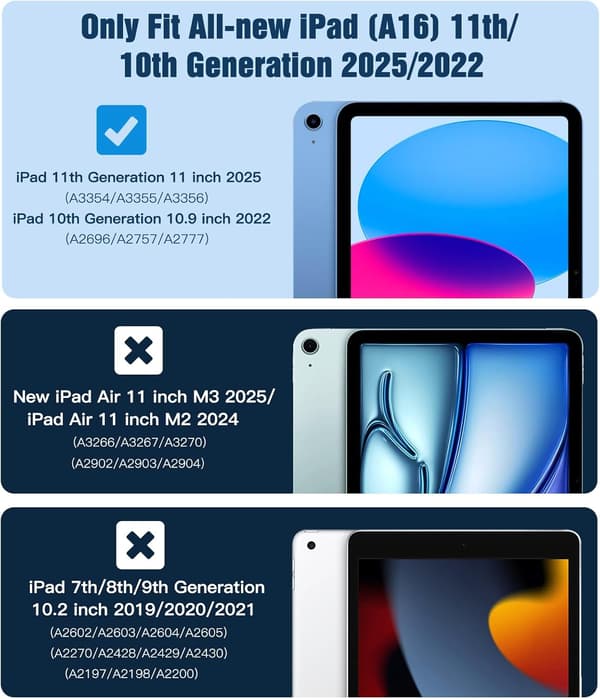 11th 11 2025, Case for iPad (A16) generation inch with pen holder, thin protective case transparent back, automatic wake/sleep blue