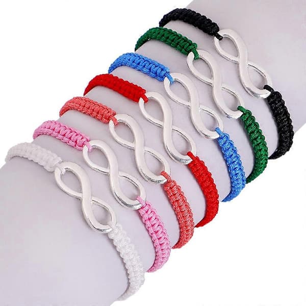 2x Åtteformet Uendelighetskjærlighet Matchende Armbånd Justerbart Flettet Tau for Par