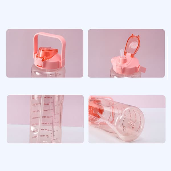 2 liter motivation bottle with schedule - Pink