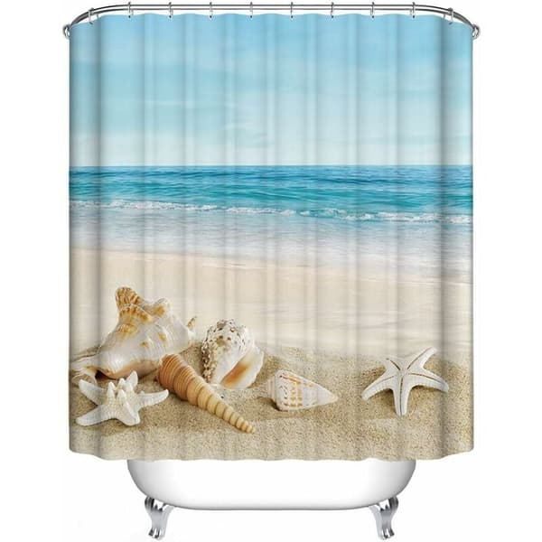 Waterproof Shower Curtain for Beach with Elegant Pattern, Anti-Mildew, 200x240 cm