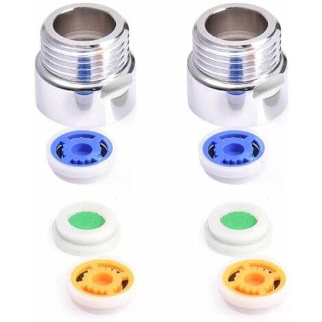Ahlsen - Vattenflödesbegränsare för dusch - 2-pack - Koppar - Justerbart flöde 4/7/9 l/min - Kompatibel med 95% av kranar