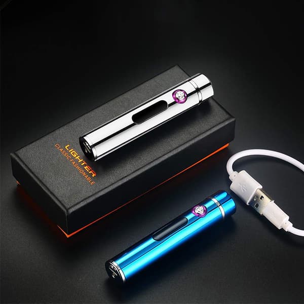 Ultra Mini Dobbel Bue USB Lighter, Sølv