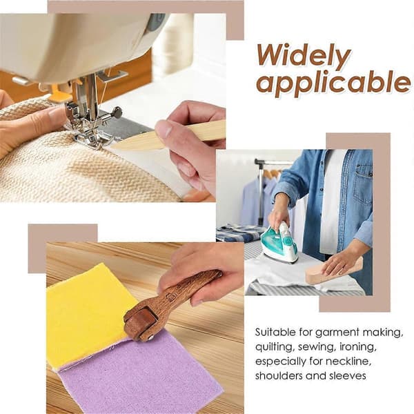 3 Pieces Beechwood Tailor's Clappers, Seam Roller Beech Board Set, Wooden Sewing Quilting Tools, Seam Tool